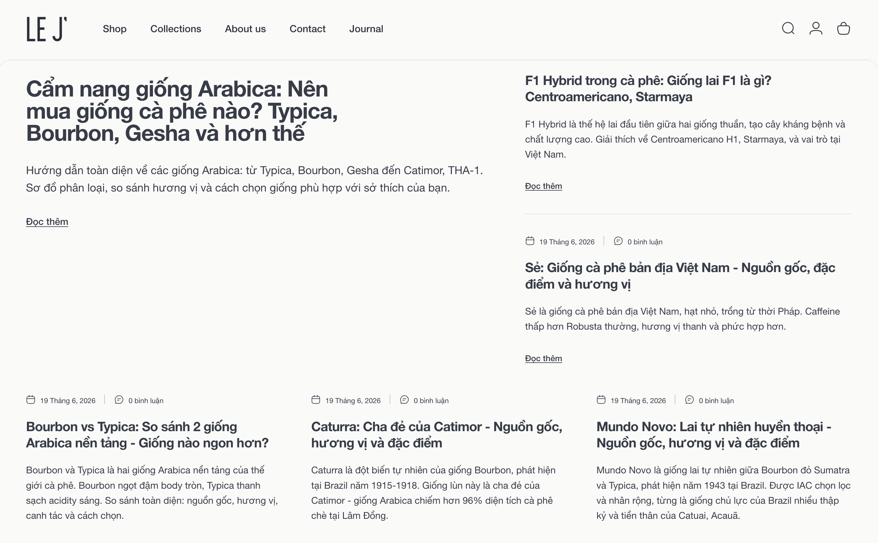 Le J' Cafe's published Vietnamese coffee knowledge library